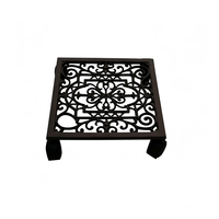 Chariot à plantes carré orné en fonte légère avec roues, style vintage, pour déplacer les pots de fleurs, 30 cm, finition peinte, pour intérieur
