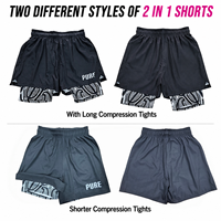 Shorts de course 2-en-1 personnalisés PURE pour hommes, séchage rapide, pour la gym, l'entraînement athlétique, avec doublure de compression, shorts d'entraînement de basketball