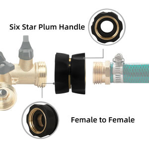 Conector de manguera de jardín de latón con rosca hembra y mango de ciruela de seis estrellas para jardín - Product Image 3