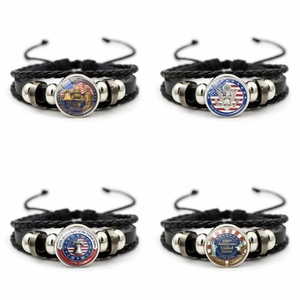 Bracelet en métal tressé patriotique USA 250e anniversaire, réglable, unisexe, toutes <span class=keywords><strong>saisons</strong></span>, avec breloques Statue de la Liberté et Aigle chauve - Product Image 3