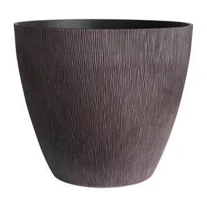 Kích Thước Tùy Chỉnh Trang Chủ Trang Trí Vòng Chải Kết Cấu Gỗ Planter Nhựa Stripes Flower Pot Vườn Lưu Vực Cho Cây