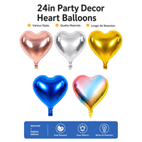 Ballon géant en forme de cœur de 24 pouces en feuille d'aluminium Mylar BLN, décorations de fête en gros pour la Saint-Valentin, les anniversaires et les mariages