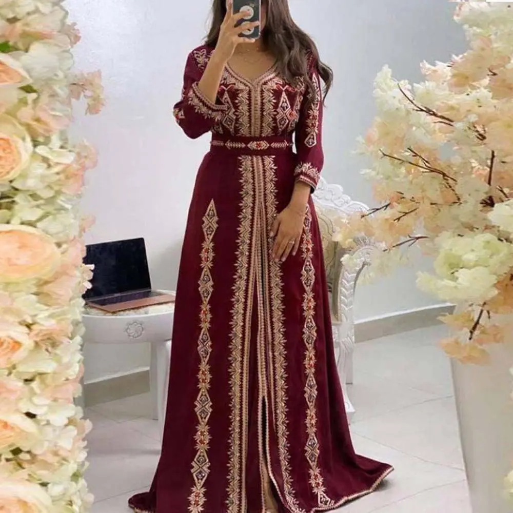 Gaun Muslim Mode 2022 Gaun Panjang Prom Pesta Wanita Mewah Kaftan Maroko Kaftan Turki Abaya Dubai Islam