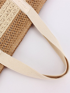 กระเป๋าถือผู้หญิงทรงใหม่ ลายทางสองสี ทำจากเชือกกระดาษ ทอแบบมีซิป นุ่ม จุของได้เยอะ เรียบง่าย สไตล์คนเมือง ใช้ได้ทุกวัน รุ่น Tanjing - Product Image 2