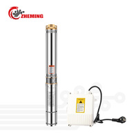 Pompe submersible pour puits profond en acier inoxydable 2 CV, 4 pouces, 220 V 50 Hz, haute pression, grand débit, avec boîtier de commutation à condensateur externe