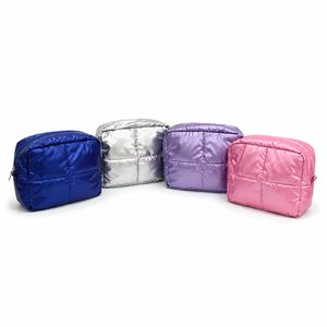 Bolsa de Maquillaje Metálica con Logotipo Personalizado OEM, Bolsa Cosmética de Nailon Acolchada, Organizador de Maquillaje de Viaje, Fabricante Mayorista ODM - Product Image 1
