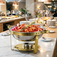 Ensemble de réchauds de buffet en acier inoxydable, design de luxe léger, pot de 4,5 L avec couvercle en verre, pour hôtel, restaurant, banquet, maintien au chaud universel