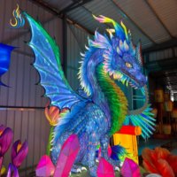 Maßgefertigte Große Bunte Geflügelte Drachen-Laterne Glitzernde Tier-Laterne für Outdoor-Ausstellungen & Vergnügungsparks