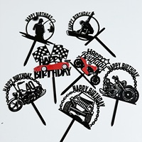 Herren Motorrad Acryl Wiederverwendbare Elegante Happy Birthday Cake Toppers für Themenparty Tortendekoration