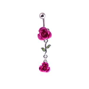 Anneau de <span class=keywords><strong>nombril</strong></span> en acier inoxydable avec fleur de rose pendante, bijoux de corps tendance, anneaux de <span class=keywords><strong>nombril</strong></span>, bijoux de <span class=keywords><strong>piercing</strong></span> de <span class=keywords><strong>nombril</strong></span> exquis - Product Image 4