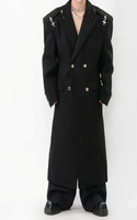 Vente en gros Long manteau en laine de cachemire véritable personnalisé pour hommes simple face en laine véritable sur un côté vêtements pardessus double boutonnage