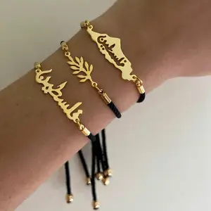 Wholesale Direct Sales Palestine Map Bracelet Olive Tree Gift From Palestine Jewelry 18k Gold Plated Stainless Steel Bracelets