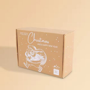 Custom Kraft <strong>Christmas</strong> Box Double White Ink Printing Socks Packaging Embossed Design Eco Friendly - Product Image 4