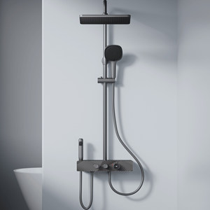 R&T K1 <b>Square</b> Shower Head Wall Mount with Slide <b>Bar</b> Four-gear Water Outlet Large Storage <b>Table</b> Household - Product Image 1