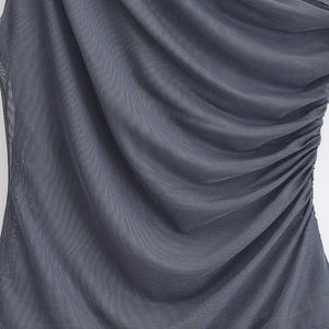 SHENZHU donna 2025 nuove canotte asimmetriche a pieghe alla moda Chic Vintage senza schienale <span class=keywords><strong>spalline</strong></span> <span class=keywords><strong>sottili</strong></span> canottiere femminili - Product Image 5