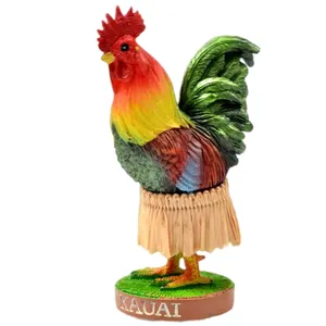 Custom resin dashboard hula chicken doll animal Hawaii mini dancing Kauai hula rooster
