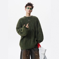Pull en maille texturé rétro épais à col rond en polyester à manches longues unisexe, design minimaliste d'hiver, coupe oversize pour couples