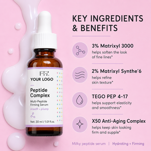 Sérum hydratant aux peptides de haute qualité ciblant les multiples signes de vieillissement, lisse les ridules, booste l'élasticité multi-peptides, éclaircit le teint - Product Image 4