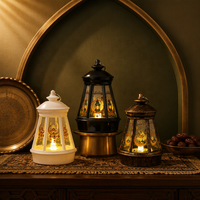 Lanterne LED colorée du Ramadan avec calligraphie arabe et motif de mosquée pour la décoration intérieure et extérieure musulmane de l'Aïd
