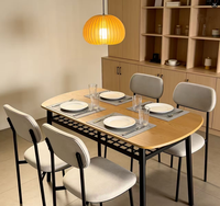 Ensemble de salle à manger simple avec table en MDF+PVC et 4 chaises, pour intérieur, DS-116-F