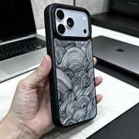 Coque de téléphone portable iPhone18p à rayures animalières noir et blanc |   Coque de protection anti-empreintes digitales et anti-rayures en verre de dureté 9H