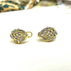 <b>Stud</b> <b>Earrings</b> Gold Oval Geometric Micro Inlaid Zircon Fashion Women Gift Jewelry - Product Image 5