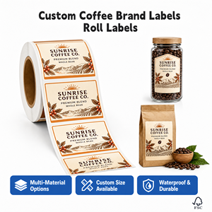 Étiquettes personnalisées pour sachets de café torréfié, autocollants imperméables pour emballage, impression sur papier, étiquettes pour sachets en plastique - Product Image 2