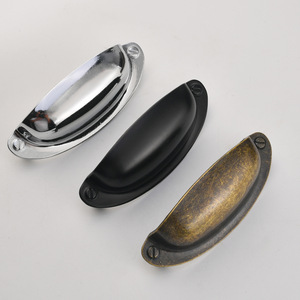 B-417 Oval <b>Drawer</b> Pull <b>Handle</b> 89mm Hole Spacing Zinc Alloy Antique Bronze Black <b>Chrome</b> Chinese Style Durable - Product Image 1