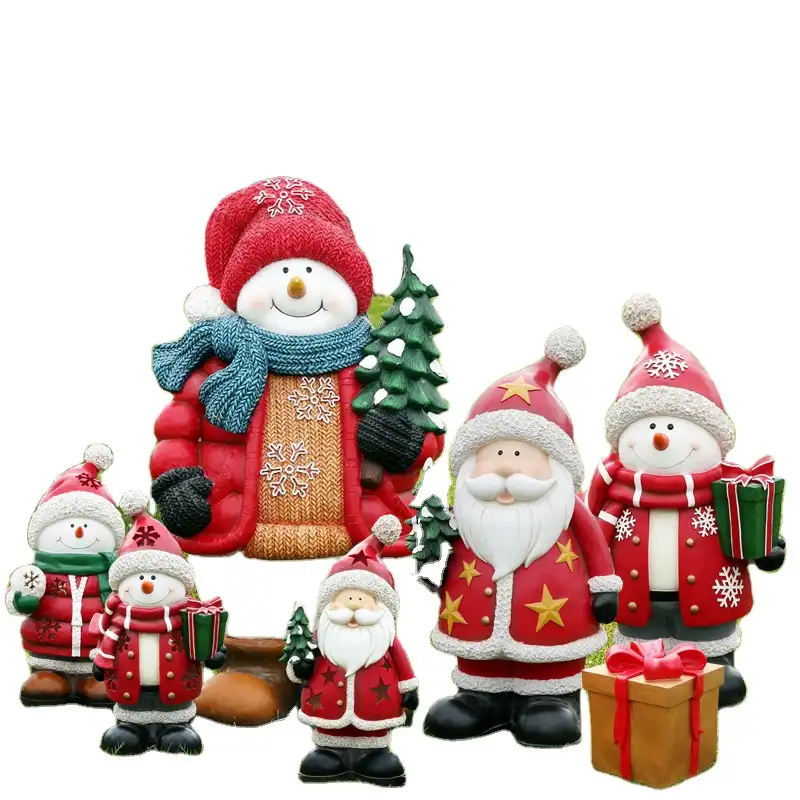 2020 פיברגלס איש שלג חג המולד פסל משפחת שלג חג המולד שלג קישוטי למכירה