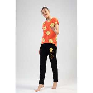 Ensemble pyjama femme Supreme Ducky, orange, manches courtes, tricoté, doux, décontracté, 2 pièces - Product Image 5