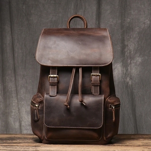 Crazy Horse sac à dos en <span class=keywords><strong>cuir</strong></span> hommes Vintage voyage <span class=keywords><strong>cartable</strong></span> sacs collège <span class=keywords><strong>cartable</strong></span> grande capacité sac à dos pochette d'ordinateur Leathfocus - Product Image 1