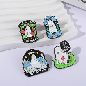 Épingle en émail fantôme émotionnel de dessin animé «Je ne suis pas <span class=keywords><strong>perdu</strong></span>, je guéris»-Insigne de revers antique moderne Cadeau de bijoux d'Halloween pour exprimer - Product Image 2