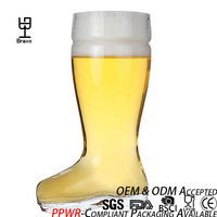Chopes à bière en verre soufflé à la main, style classique, forme botte, transparentes, élégantes, multi-tailles, style allemand