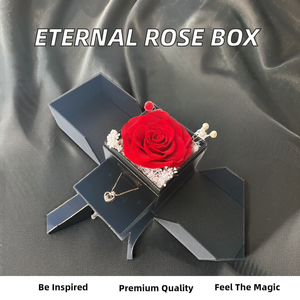 Boîte à bijoux en acrylique naturel avec double porte, rose préservée enchantée éternelle pour Noël <span class=keywords><strong>et</strong></span> Halloween, design de style INS - Product Image 2