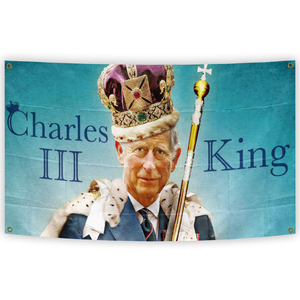 100% Poliéster 3X5Ft Reino Unido <span class=keywords><strong>Rey</strong></span> Carlos III Coronación 2023 Bandera con dos ojales - Product Image 5