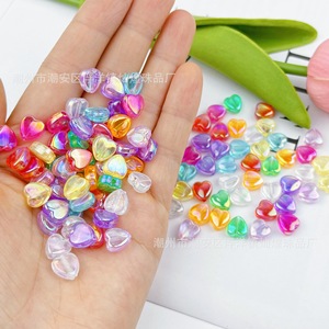 Perles acryliques irisées en forme de cœur colorées 9 mm, perles en vrac pour la fabrication de bracelets et de colliers DIY, fournitures artisanales - Product Image 1