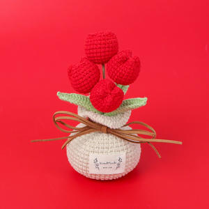 Unionen 1475 Décoration de table en tulipe bicolore tissée à la main Cadeau de fantaisie pour l'anniversaire de la mère, la Saint-Valentin - Product Image 5