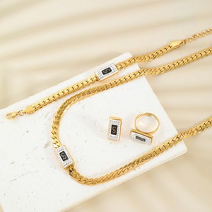 Nouveaux accessoires de mode : Boucles d'oreilles <span class=keywords><strong>Monaco</strong></span> en gros, chaîne cubaine plaquée or, pendantes pour femmes - Product Image 6