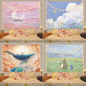 Tapiz de Pared con Pintura al Óleo de Paisajes Curativos, Estilo Ins, para Decoración de Dormitorios y Habitaciones, Tapiz Grande para Colgar en la Pared junto a la Cama - Product Image 4