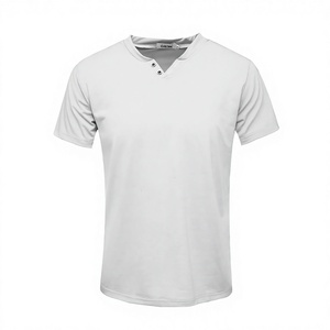 Camiseta de Manga Corta con Cuello en V Blanca para Hombre, Corte Regular, Algodón Jersey, Color Sólido Informal, Transpirable, Tejido de Punto - Product Image 3