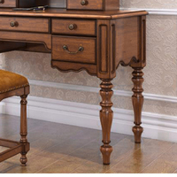 Coiffeuse française antique Bureau de maquillage rétro avec miroir en bois Chaise rembourrée Mobilier classique européen