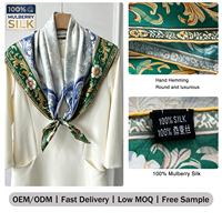 Écharpe en soie de mûrier 100% sergé personnalisée OEM, ourlet roulotté à la main, impression double face, faible MOQ, OEM ODM, motif palais et impression de logo