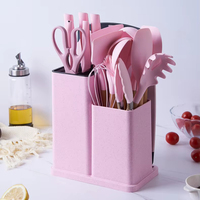 Ensemble d'ustensiles de cuisine en silicone de qualité alimentaire résistant à la chaleur, 19 pièces, manche en bois antiadhésif pour la cuisine domestique