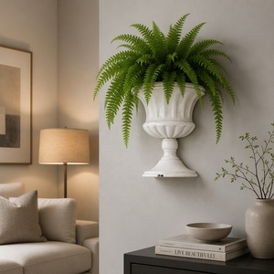 Vase <span class=keywords><strong>Urne</strong></span> Métallique Vintage, Pot de Fleurs sur Pied Blanc Vieilli pour Centre de Table de <span class=keywords><strong>Mariage</strong></span> Style Ferme, Décoration de Jardin Rustique - Product Image 4