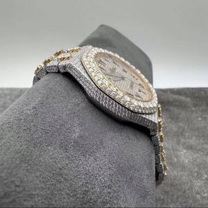 Prive Custom Luxe Diamant Horloge Cijfers 41Mm 3120 Uurwerk Tweekleurig Goud Vvs Full Diamond <span class=keywords><strong>Ice</strong></span> Moissanite Horloge - Product Image 2