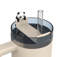 Capuchon de paille Panda amusant, breloque décorative pour couvercle de tasse, accessoire pour gobelets et bouteilles d'eau de 30oz et 40oz