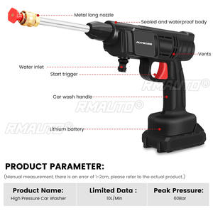 Nettoyeur haute pression sans fil 60 bars, pistolet à eau portable, machine de lavage de voiture électrique, nettoyeur haute pression, arroseur de jardin - Product Image 6