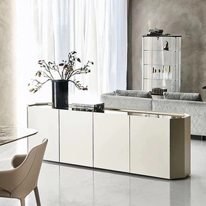 Buffet en bois massif de style italien armoire d'entrée moderne de luxe meuble de séparation de pièce minimaliste pour couloirs salons - Product Image 3