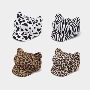 Mode rétro coréenne pour oreilles de <span class=keywords><strong>chat</strong></span> octogonale artiste peintre casquette printemps été extérieur motif animal élégant <span class=keywords><strong>Image</strong></span> Design - Product Image 1