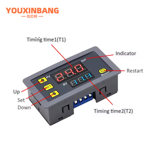 T3230 110V 220V 12/24V Kỹ Thuật Số Thời Gian Chậm Trễ Tiếp Sức Màu Đỏ Màu Xanh Kép LED Hiển Thị Chu Kỳ Hẹn Giờ Điều Khiển Công Tắc Có Thể Điều Chỉnh Tiếp Sức 12V - Product Image 3